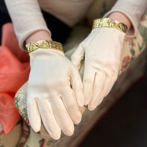 Go-Go Gold 1960’s Gloves Gold Ribbon Accent at Wrist